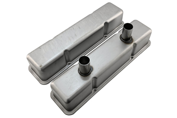 1958-86 CHEVY SMALL BLOCK 283-305-327-350-400 CIRCLE TRACK RACING STEEL VALVE COVERS - RAW