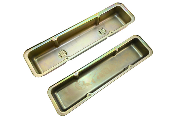 1958-86 CHEVY SMALL BLOCK 283-305-327-350-400 CIRCLE TRACK RACING STEEL VALVE COVERS - ZINC