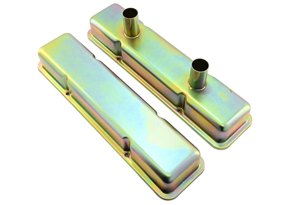 1958-86 CHEVY SMALL BLOCK 283-305-327-350-400 CIRCLE TRACK RACING STEEL VALVE COVERS - ZINC