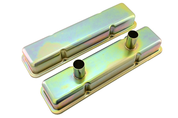 1958-86 CHEVY SMALL BLOCK 283-305-327-350-400 CIRCLE TRACK RACING STEEL VALVE COVERS - ZINC