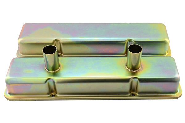 1958-86 CHEVY SMALL BLOCK 283-305-327-350-400 CIRCLE TRACK RACING STEEL VALVE COVERS - ZINC