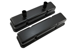 1958-86 CHEVY SMALL BLOCK 283-305-327-350-400 CIRCLE TRACK RACING STEEL VALVE COVERS - BLACK