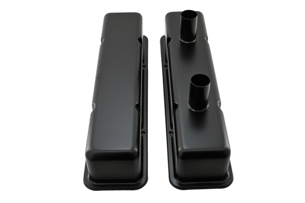 1958-86 CHEVY SMALL BLOCK 283-305-327-350-400 CIRCLE TRACK RACING STEEL VALVE COVERS - BLACK