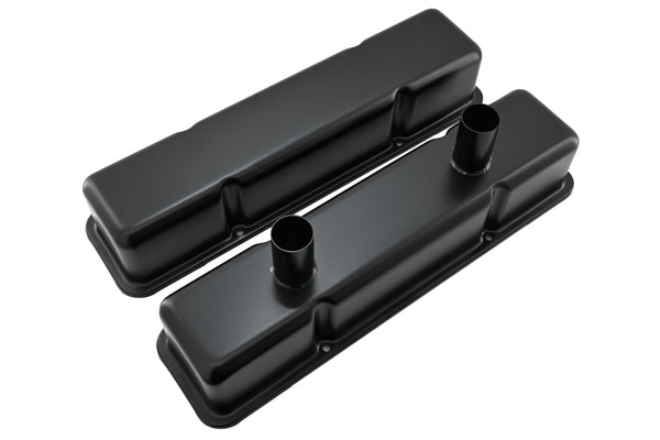 1958-86 CHEVY SMALL BLOCK 283-305-327-350-400 CIRCLE TRACK RACING STEEL VALVE COVERS - BLACK