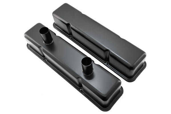 1958-86 CHEVY SMALL BLOCK 283-305-327-350-400 CIRCLE TRACK RACING STEEL VALVE COVERS - BLACK