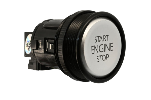 Universal RFID 12V Ignition Switch Engine Start Push Button System Anti Theft Kit – Silver Push-Start Button with Black Trim