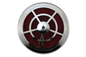Cotton Universal Top-Flow Round Washable Air Cleaner Top – Red Filter with Chrome Ring