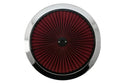 Cotton Universal Top-Flow Round Washable Air Cleaner Top – Red Filter with Chrome Ring