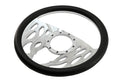 14" CHROME BILLET ALUMINUM STEERING WHEEL W- HALF WRAP - 9 HOLE