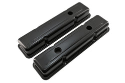 STEEL 1958-86 CHEVY SB 283-400 1 HOLE / 2 HOLE SCREW IN SHORT VALVE COVERS -BAFFLED-BLACK