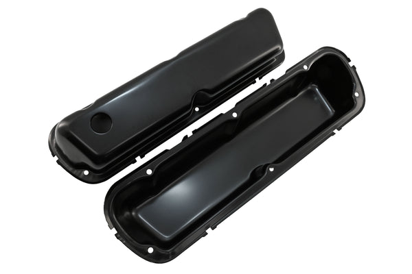 Steel Valve Covers Fits 1986–95 Ford 302 5.0L Fox‑Body Mustang – Smooth – 1 Hole & 1 No‑Hole – Black