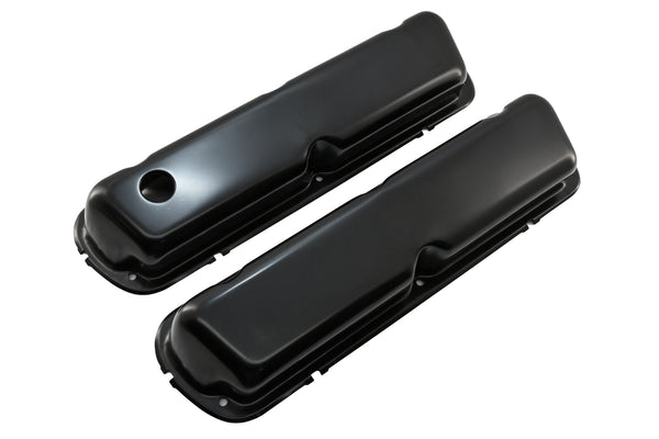 Steel Valve Covers Fits 1986–95 Ford 302 5.0L Fox‑Body Mustang – Smooth – 1 Hole & 1 No‑Hole – Black