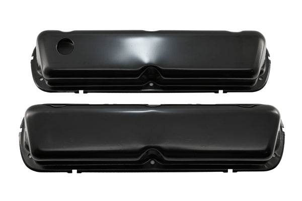 Steel Valve Covers Fits 1986–95 Ford 302 5.0L Fox‑Body Mustang – Smooth – 1 Hole & 1 No‑Hole – Black