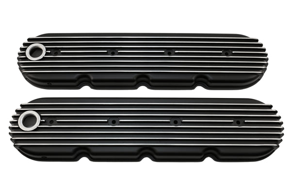 Aluminum Chevy GM LS Engines Retro Finned Valve Covers – Black