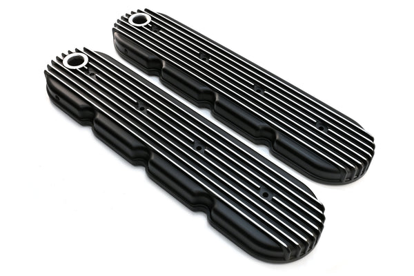 Aluminum Chevy GM LS Engines Retro Finned Valve Covers – Black