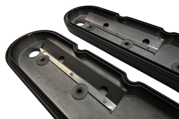 Aluminum Chevy GM LS Engines Retro Finned Valve Covers – Black