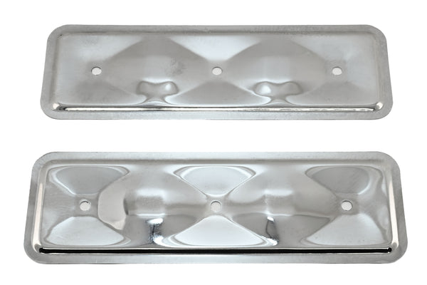 1962-74 CHEVY 194-230-250 STRAIGHT-INLINE 6 CYLINDER STEEL VALVE COVER SIDE PLATE - CHROME (One Plate Only)