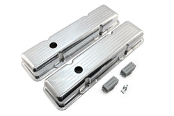 Polished Aluminum Ball Milled Valve Covers – Fits 1958–1986 Chevy Small Block 283 / 305 / 327 / 350 / 400 – Short Style – Baffled