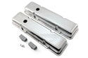 Polished Aluminum Ball Milled Valve Covers – Fits 1958–1986 Chevy Small Block 283 / 305 / 327 / 350 / 400 – Short Style – Baffled