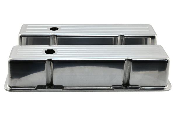 1958-86 CHEVY SMALL BLOCK 283-305-327-350-400 TALL POLISHED ALUMINUM VALVE COVERS - BALL MILLED