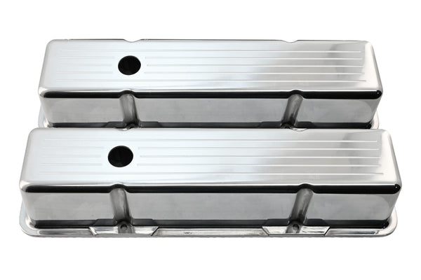 1958-86 CHEVY SMALL BLOCK 283-305-327-350-400 TALL POLISHED ALUMINUM VALVE COVERS - BALL MILLED