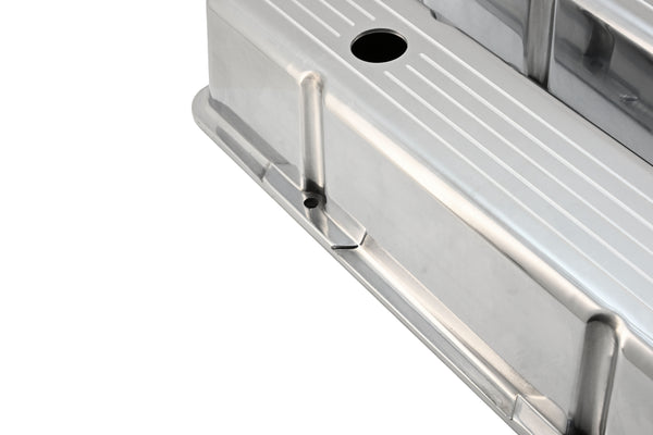 1958-86 CHEVY SMALL BLOCK 283-305-327-350-400 TALL POLISHED ALUMINUM VALVE COVERS - BALL MILLED
