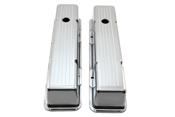 1958-86 CHEVY SMALL BLOCK 283-305-327-350-400 TALL POLISHED ALUMINUM VALVE COVERS - BALL MILLED