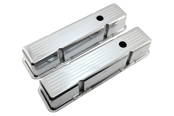 1958-86 CHEVY SMALL BLOCK 283-305-327-350-400 TALL POLISHED ALUMINUM VALVE COVERS - BALL MILLED