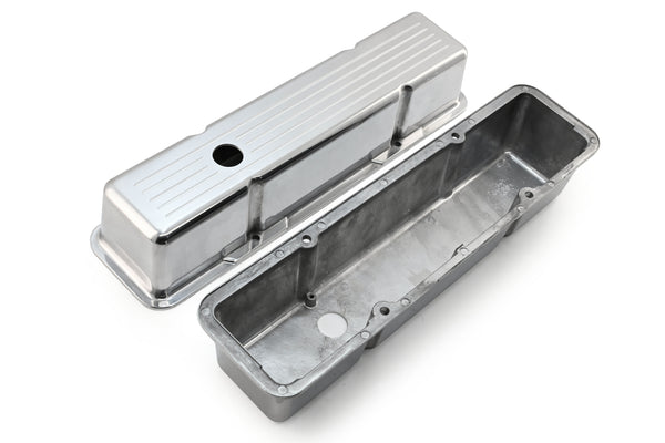 1958-86 CHEVY SMALL BLOCK 283-305-327-350-400 TALL POLISHED ALUMINUM VALVE COVERS - BALL MILLED
