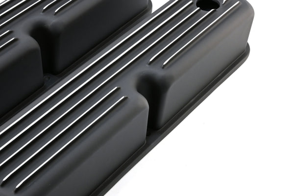 Aluminum Ford Small Block 289-302-351W-5.0L Tall Full Finned Valve Covers – Black Finish
