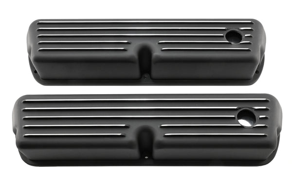 Aluminum Ford Small Block 289-302-351W-5.0L Tall Full Finned Valve Covers – Black Finish