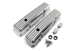 Aluminum Tall Valve Covers Fits 1958–86 Chevy Small Block 283/305 / 327/350 / 383/400 – Full Finned – Polished Finish