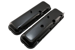 1965-72 CHEVY BIG BLOCK 396-427-454 SHORT OEM STYLE STEEL VALVE COVERS W- DRIPPER RAILS - BLACK