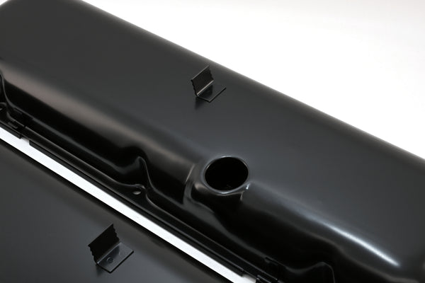 1965-72 CHEVY BIG BLOCK 396-427-454 SHORT OEM STYLE STEEL VALVE COVERS W- DRIPPER RAILS - BLACK