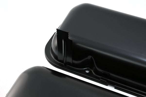 1965-72 CHEVY BIG BLOCK 396-427-454 SHORT OEM STYLE STEEL VALVE COVERS W- DRIPPER RAILS - BLACK
