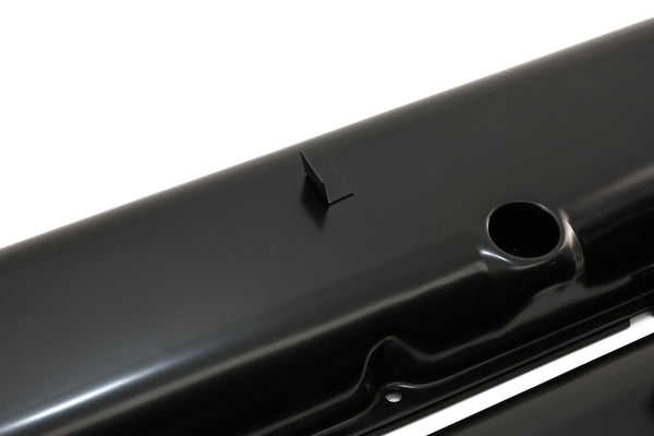 1965-72 CHEVY BIG BLOCK 396-427-454 SHORT OEM STYLE STEEL VALVE COVERS W- DRIPPER RAILS - BLACK