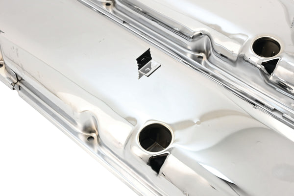 1965-72 CHEVY BIG BLOCK 396-427-454 SHORT OEM STYLE STEEL VALVE COVERS W- DRIPPER RAILS - CHROME
