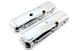 1965-72 CHEVY BIG BLOCK 396-427-454 SHORT OEM STYLE STEEL VALVE COVERS W- DRIPPER RAILS - CHROME