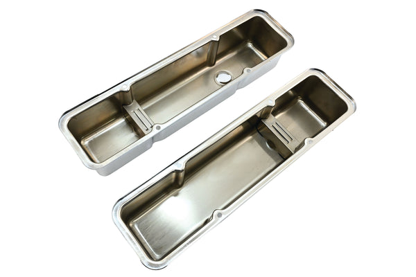 1958-86 STEEL CHEVY SMALL BLOCK 283-305-327-350-400 TALL SMOOTH VALVE COVERS - CHROME