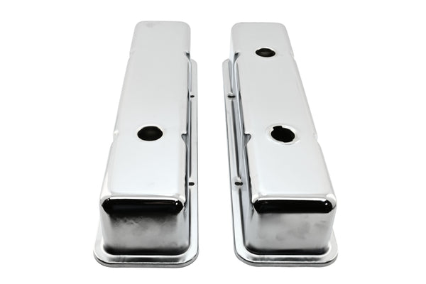 1958-86 STEEL CHEVY SMALL BLOCK 283-305-327-350-400 TALL SMOOTH VALVE COVERS - CHROME