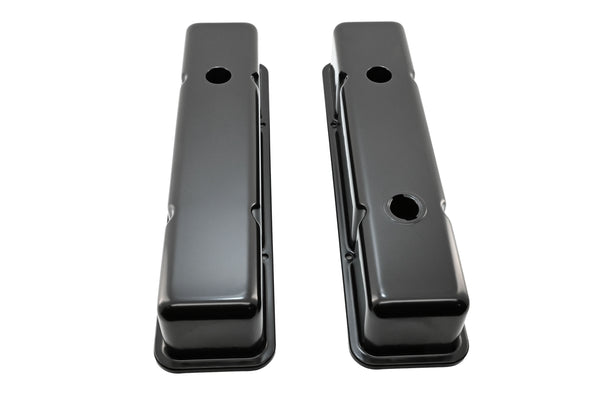 1958-86 STEEL CHEVY SMALL BLOCK 283-305-327-350-400 TALL SMOOTH VALVE COVERS - BLACK