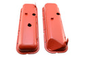Steel OEM‑Style Short Valve Covers Fits 1965–1972 Big Block Chevy BBC 396‑427‑454 – Recessed Corner – 1–2 Holes – Orange (With Dripper Rails)