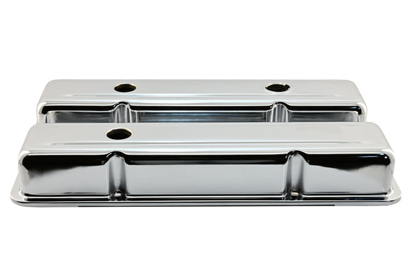 1958-86 CHEVY SMALL BLOCK 283-305-327-350-400 OEM STYLE SHORT VALVE COVERS - CHROME