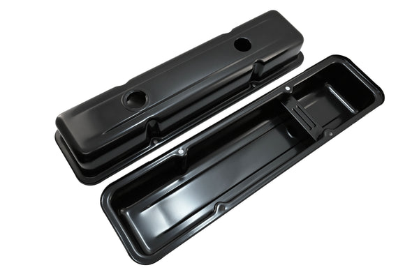 1958-86 CHEVY SMALL BLOCK 283-305-327-350-400 OEM STYLE SHORT VALVE COVERS - BLACK