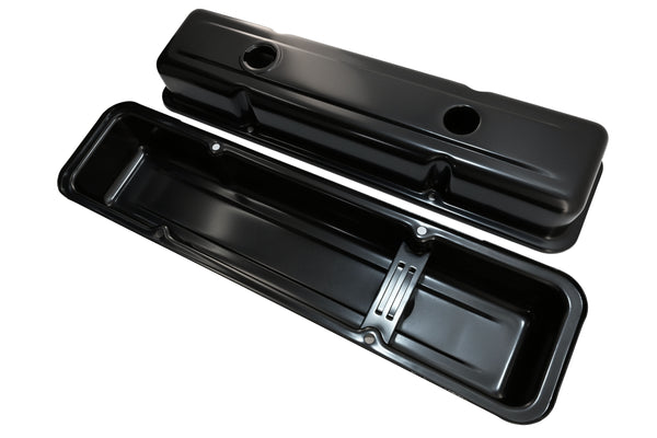 1958-86 CHEVY SMALL BLOCK 283-305-327-350-400 OEM STYLE SHORT VALVE COVERS - BLACK