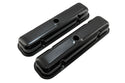 1959-79 PONTIAC 301-326-350-389-400-421-428-455 V8 SHORT STEEL CENTER HOLE VALVE COVERS - BLACK