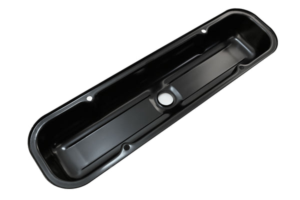 1959-79 PONTIAC 301-326-350-389-400-421-428-455 V8 SHORT STEEL CENTER HOLE VALVE COVERS - BLACK