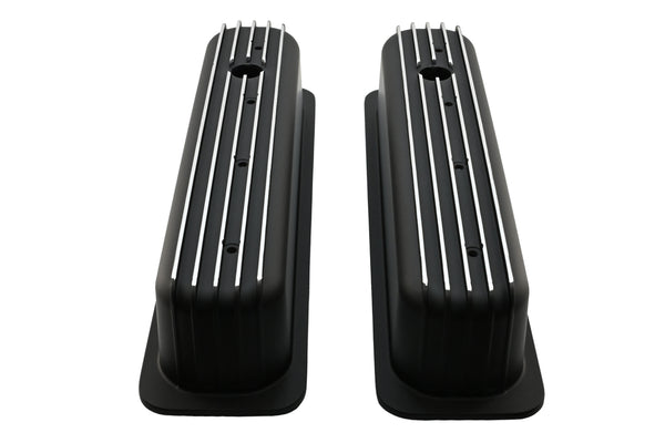 Aluminum 1987–97 Chevy Center Bolt Tall Valve Covers – Finned – Black