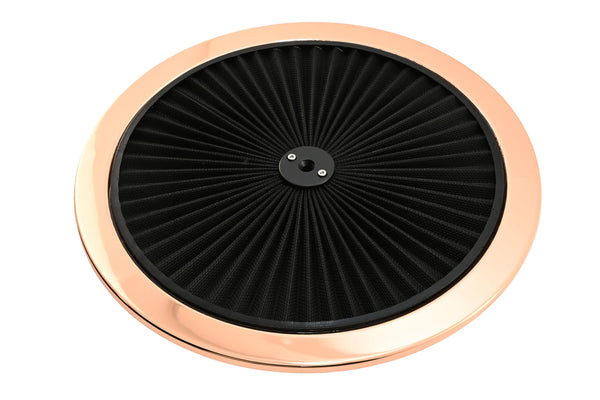 Cotton Universal Top-Flow Round Washable Air Cleaner Top – Black Filter with Copper Ring