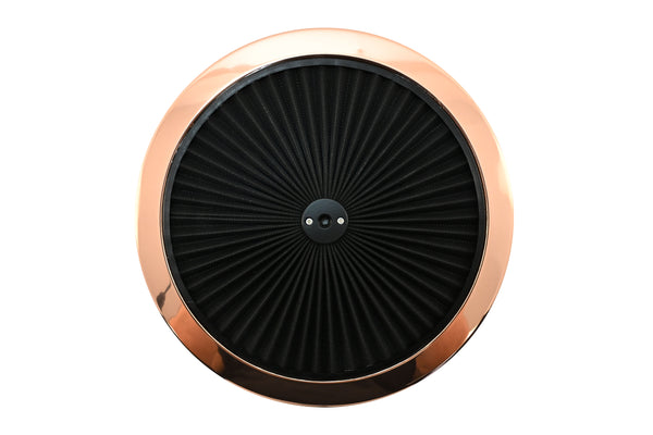Cotton Universal Top-Flow Round Washable Air Cleaner Top – Black Filter with Copper Ring
